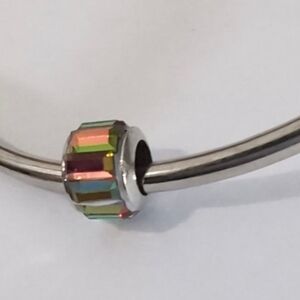 Silver Iridescent Crystals Charm for Pandora Style Bracelet